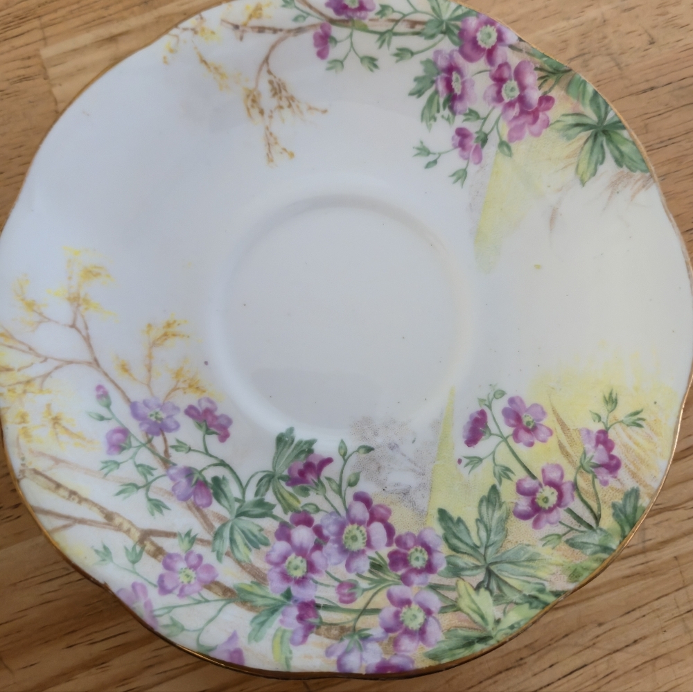 Royal Albert Wild Geranium Vintage Bone China Teacup Saucer Set Floral Gold Trim - Picture 4 of 8